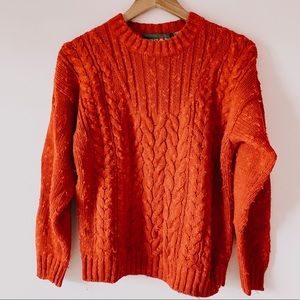 • vtg. red textured cable knit sweater •
